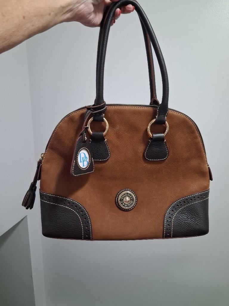 Vintage Dooney & Bourke Nubuck And Leather Gretta Domed Satchel - Exc Cond